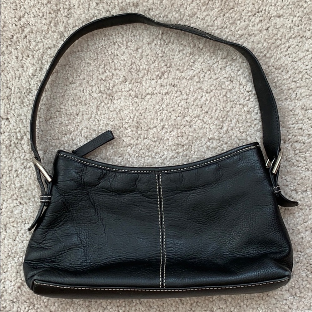 LOFT Black Leather Small Shoulder Purse - Picture 1 of 13